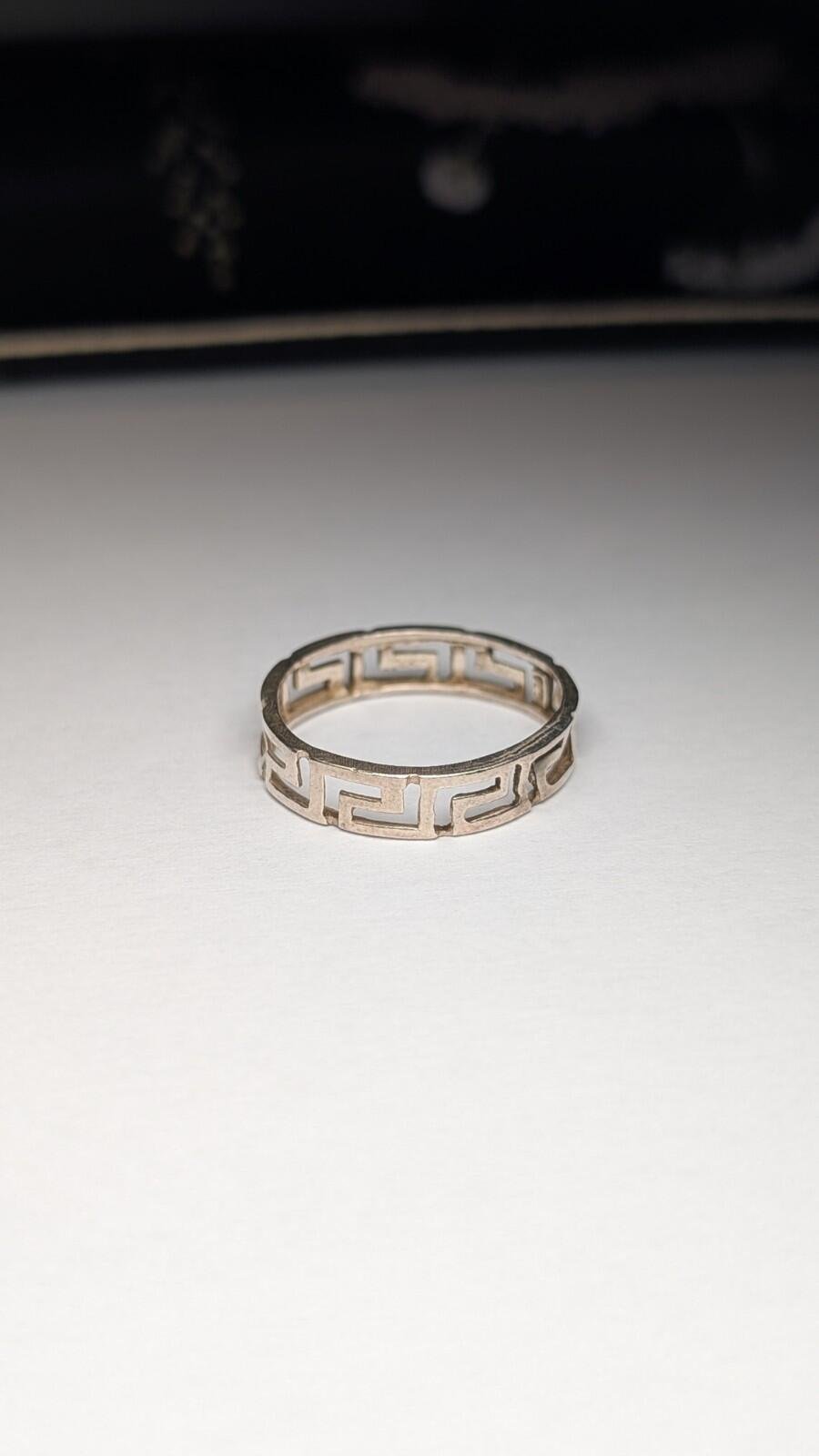 Vintage Sterling Silver Greek Style Band Ring | Size R 1/2 | 925 Silver - Image 5