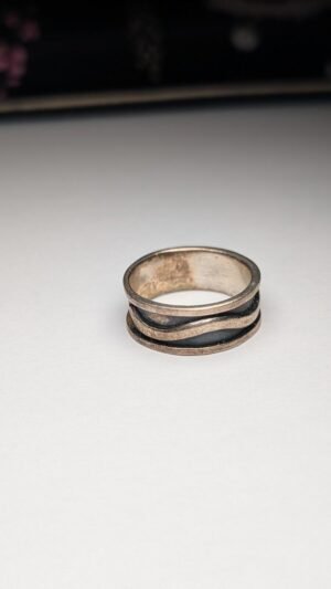 Vintage Sterling Silver Wave Band Ring | Size Q | 925 Silver