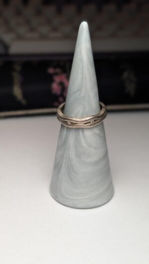 Vintage Sterling Silver Wavey Wave 2 Clear Gemstone Ring | Size N | 925 Silver