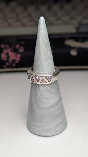 Vintage Sterling Silver 5 Triangle Amethyst Ring | Size L 1/2 | 925 Silver