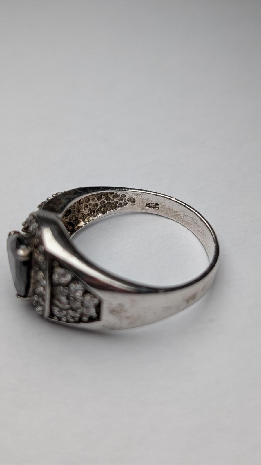 Vintage Sterling Silver Black Spinel Ring | Size U | 925 Silver - Image 3