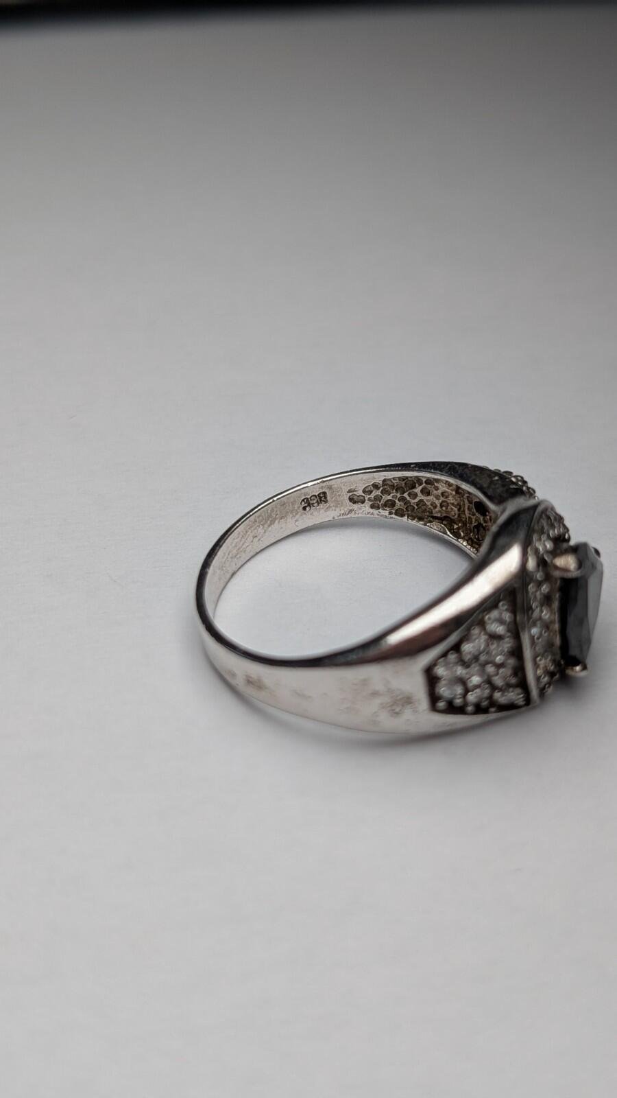 Vintage Sterling Silver Black Spinel Ring | Size U | 925 Silver - Image 4