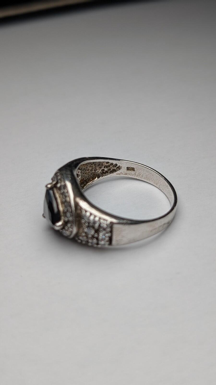 Vintage Sterling Silver Black Spinel Ring | Size U | 925 Silver - Image 5