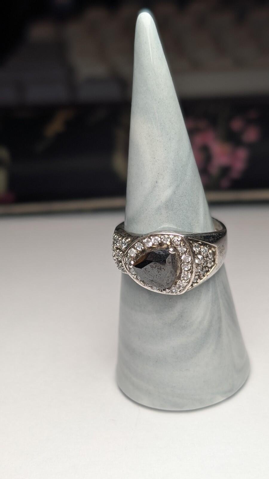 Vintage Sterling Silver Black Spinel Ring | Size U | 925 Silver - Image 6