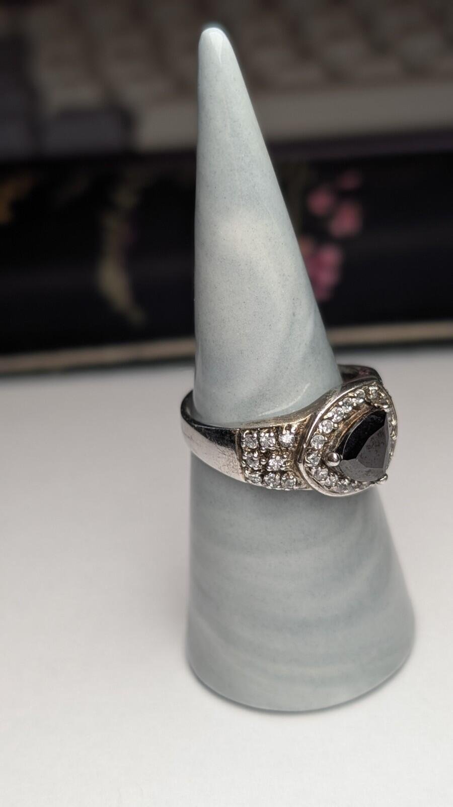 Vintage Sterling Silver Black Spinel Ring | Size U | 925 Silver - Image 7