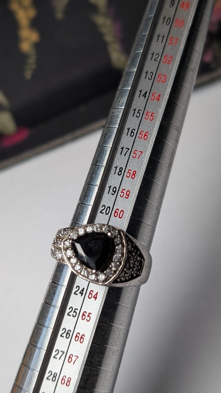Vintage Sterling Silver Black Spinel Ring | Size U | 925 Silver - Image 9
