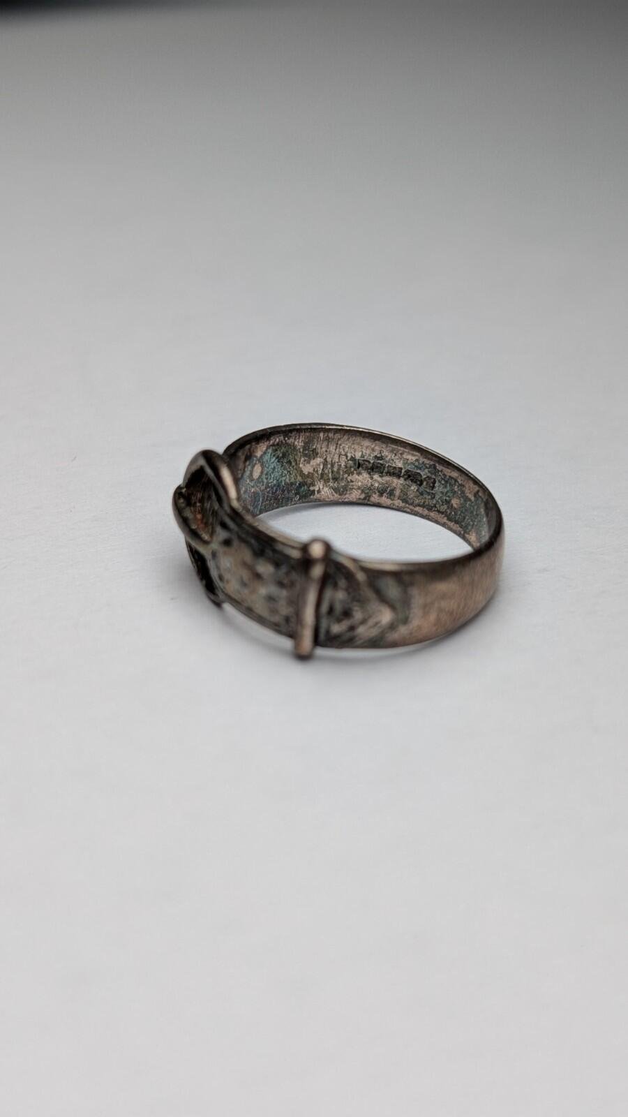 Vintage Sterling Silver 1979 Floral Belt Buckle Ring | Size I 1/2 | 925 Silver - Image 3