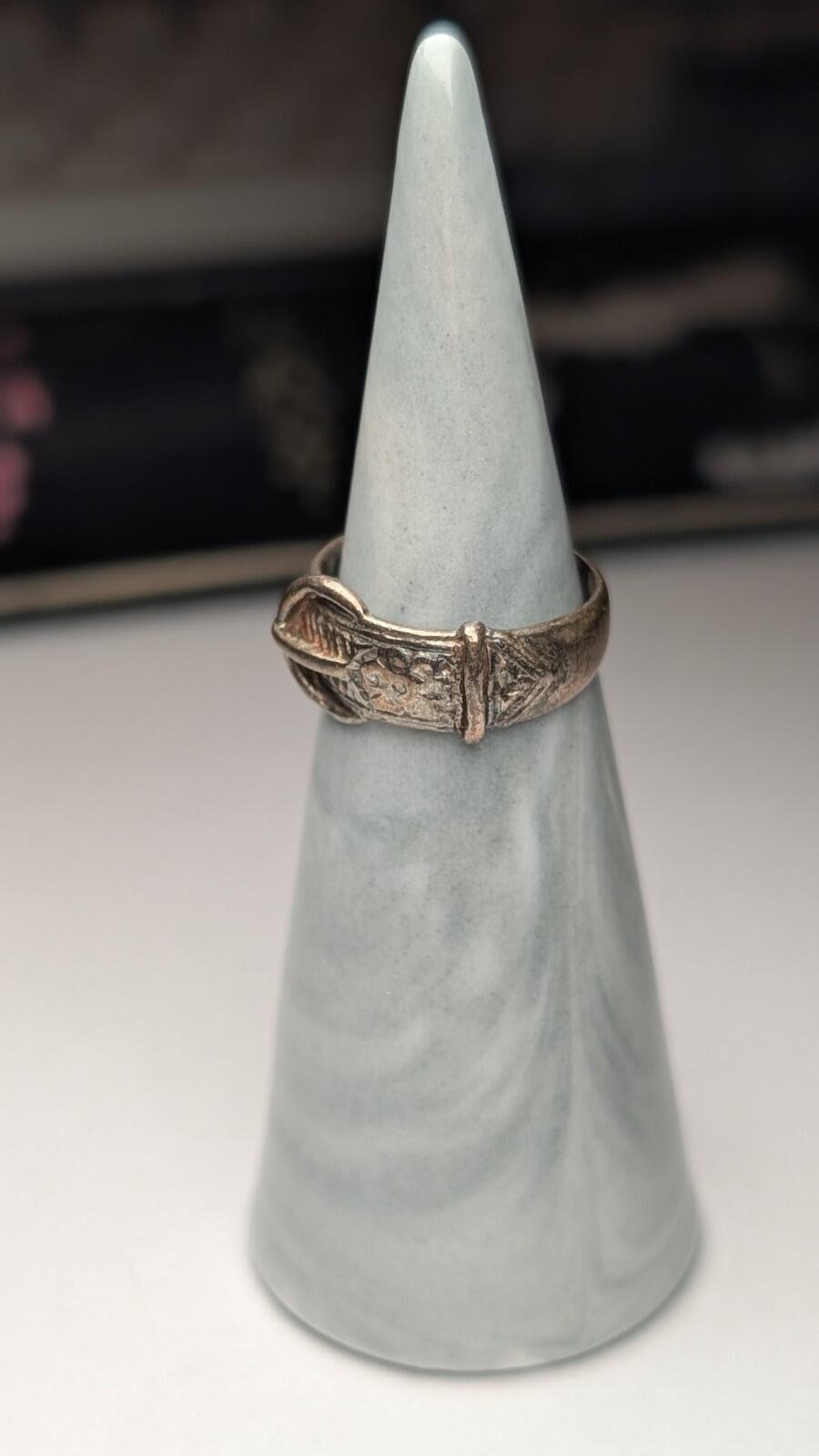 Vintage Sterling Silver 1979 Floral Belt Buckle Ring | Size I 1/2 | 925 Silver - Image 7