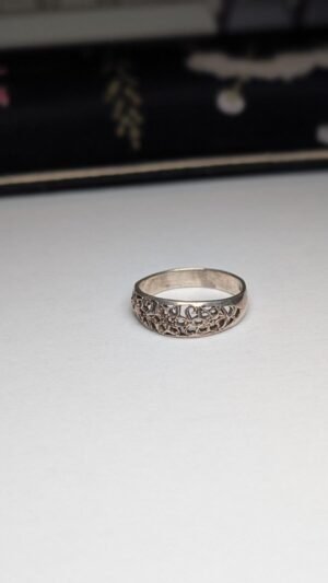 Vintage Sterling Silver Floral Openwork Ring | Size P | 925 Silver
