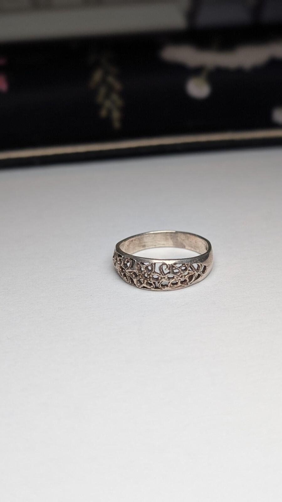 Vintage Sterling Silver Floral Openwork Ring | Size P | 925 Silver