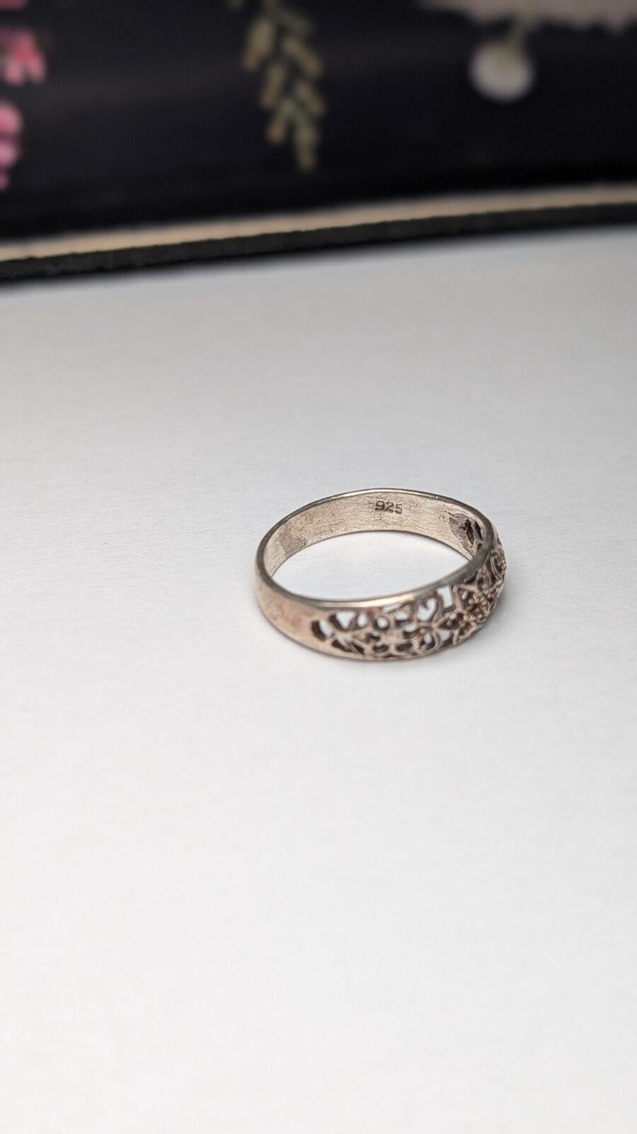 Vintage Sterling Silver Floral Openwork Ring | Size P | 925 Silver - Image 4