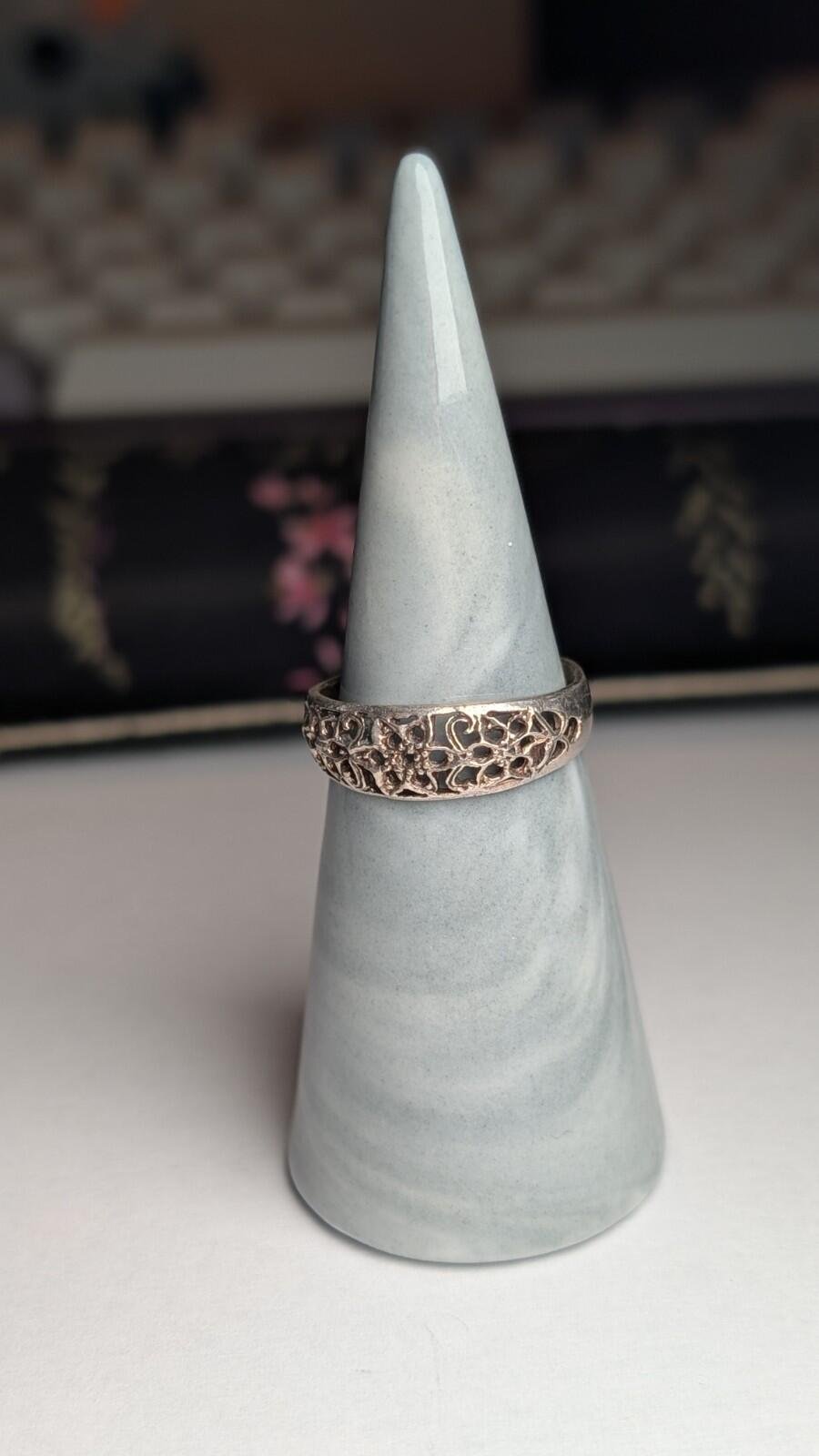 Vintage Sterling Silver Floral Openwork Ring | Size P | 925 Silver - Image 5