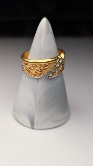 Costume Jewellery Gold Tone Ring With Clear Stones | Size O