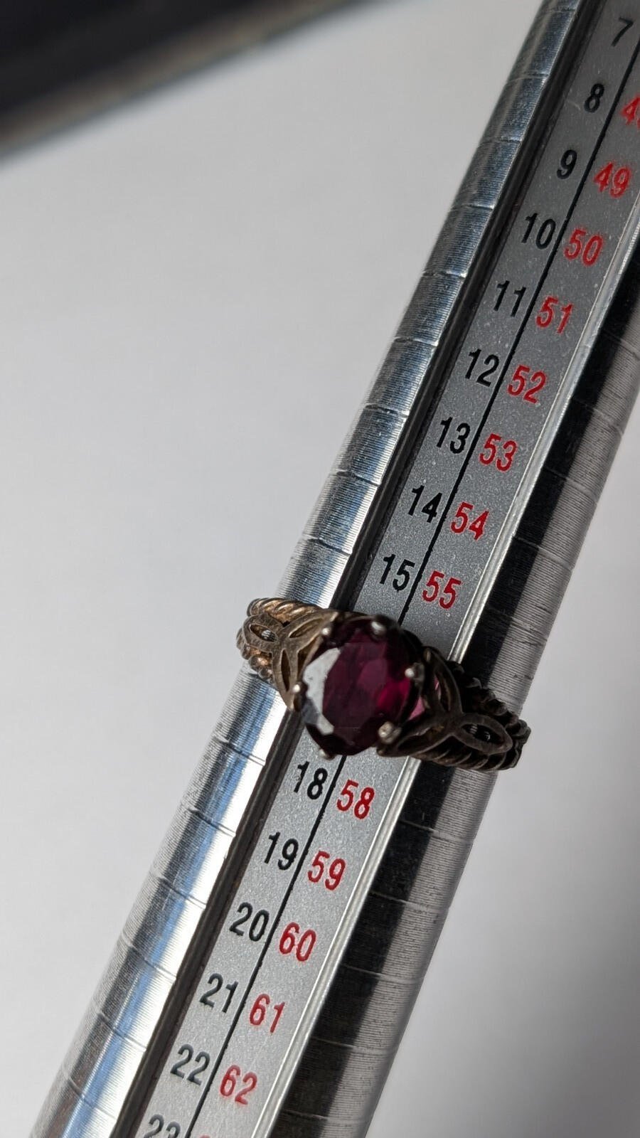 Vintage Sterling Silver 1980 Garnet Ring | Size P | 925 Silver - Image 11