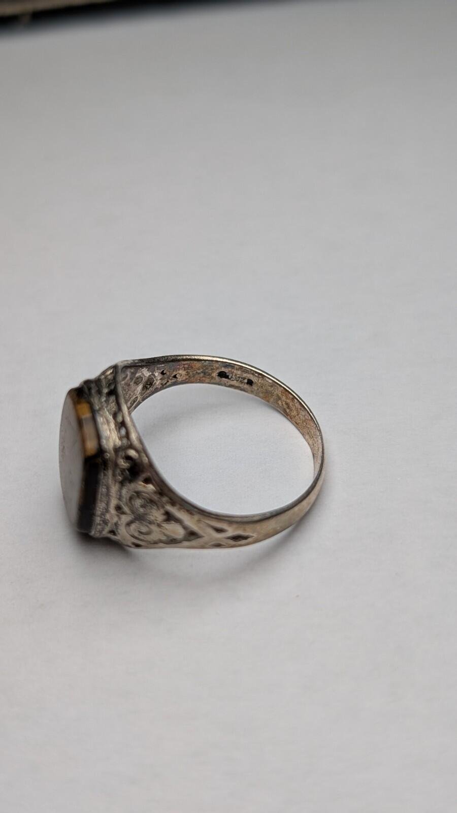 Vintage Sterling Silver Tiger's Eye Signet Ring | Size O 1/2 - P | 925 Silver - Image 3
