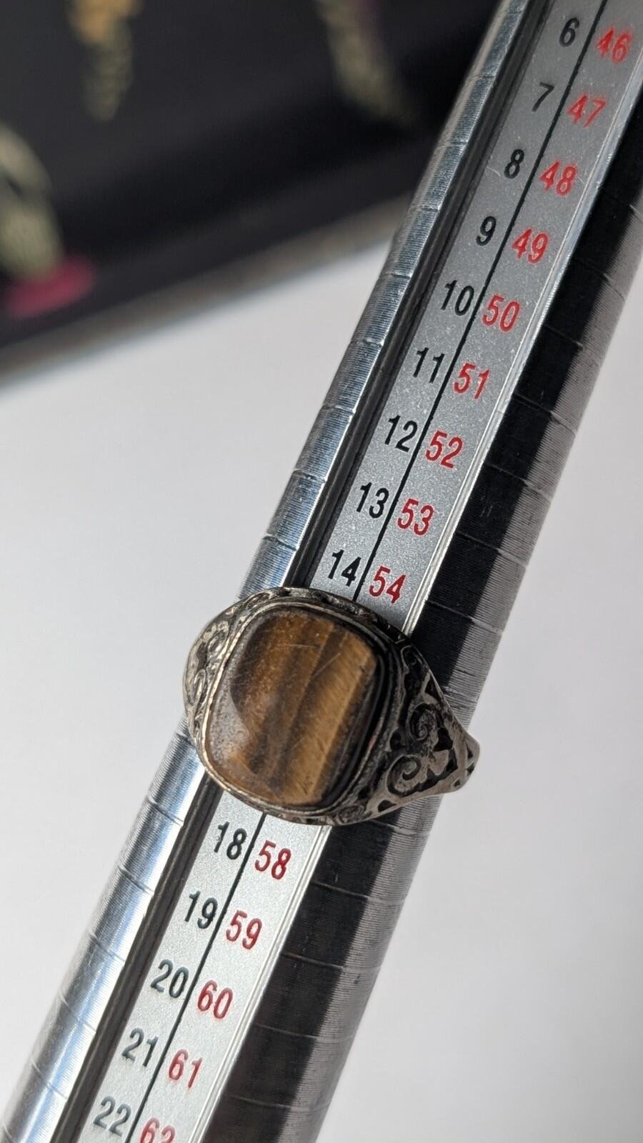 Vintage Sterling Silver Tiger's Eye Signet Ring | Size O 1/2 - P | 925 Silver - Image 10