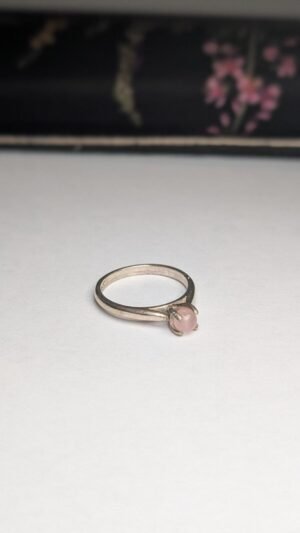 Vintage Sterling Silver Rose Quartz Ring | Size M 1/2 | 925 Silver