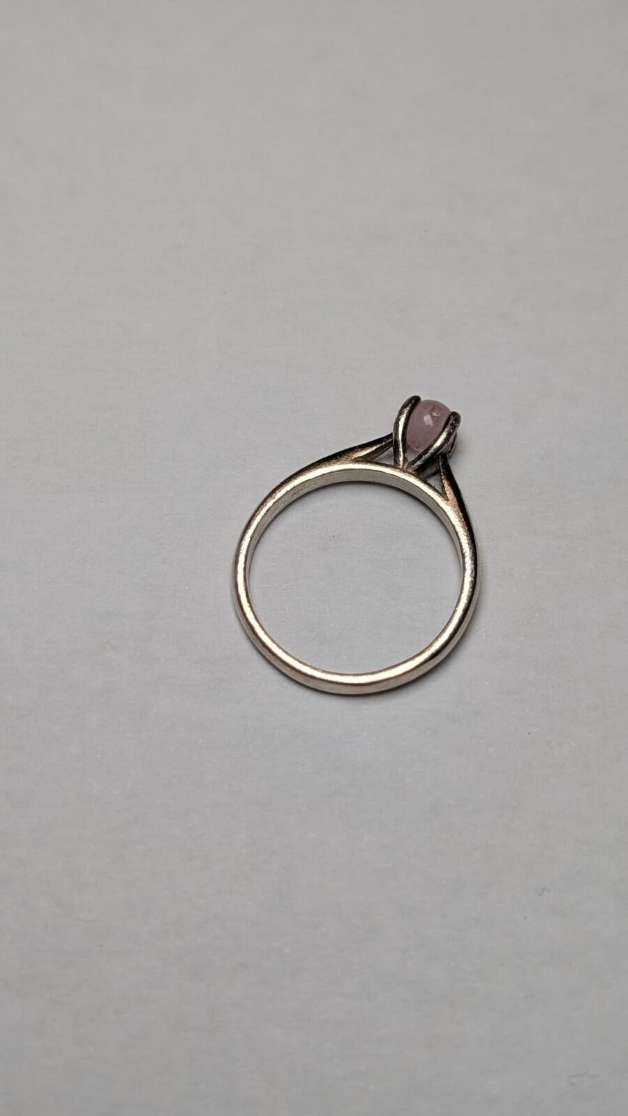 Vintage Sterling Silver Rose Quartz Ring | Size M 1/2 | 925 Silver - Image 2