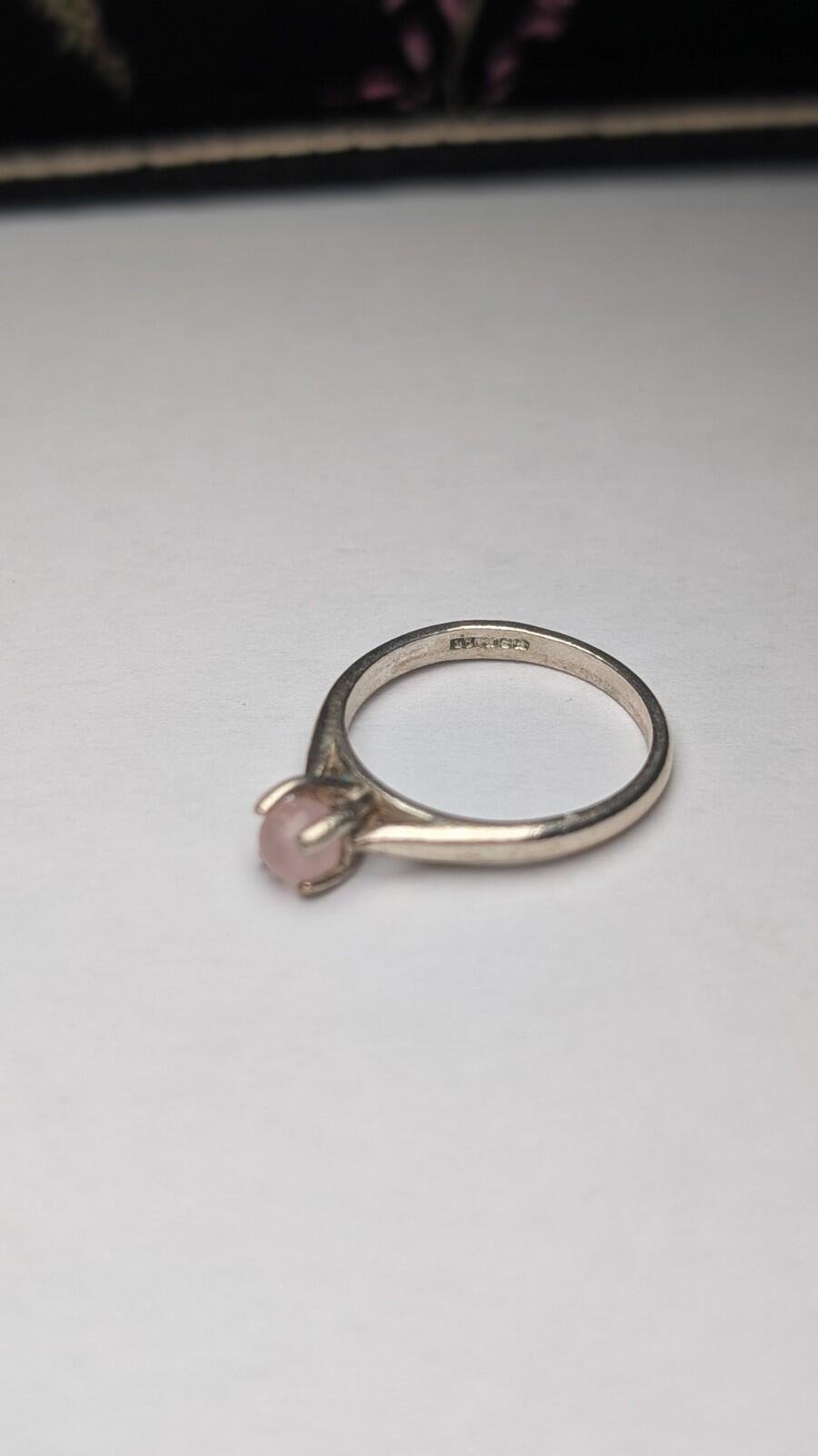 Vintage Sterling Silver Rose Quartz Ring | Size M 1/2 | 925 Silver - Image 3