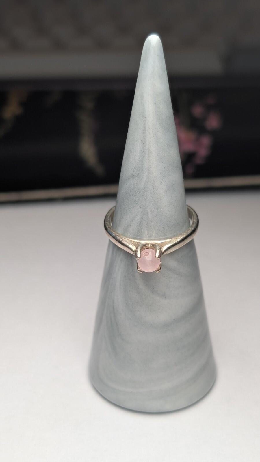 Vintage Sterling Silver Rose Quartz Ring | Size M 1/2 | 925 Silver - Image 5