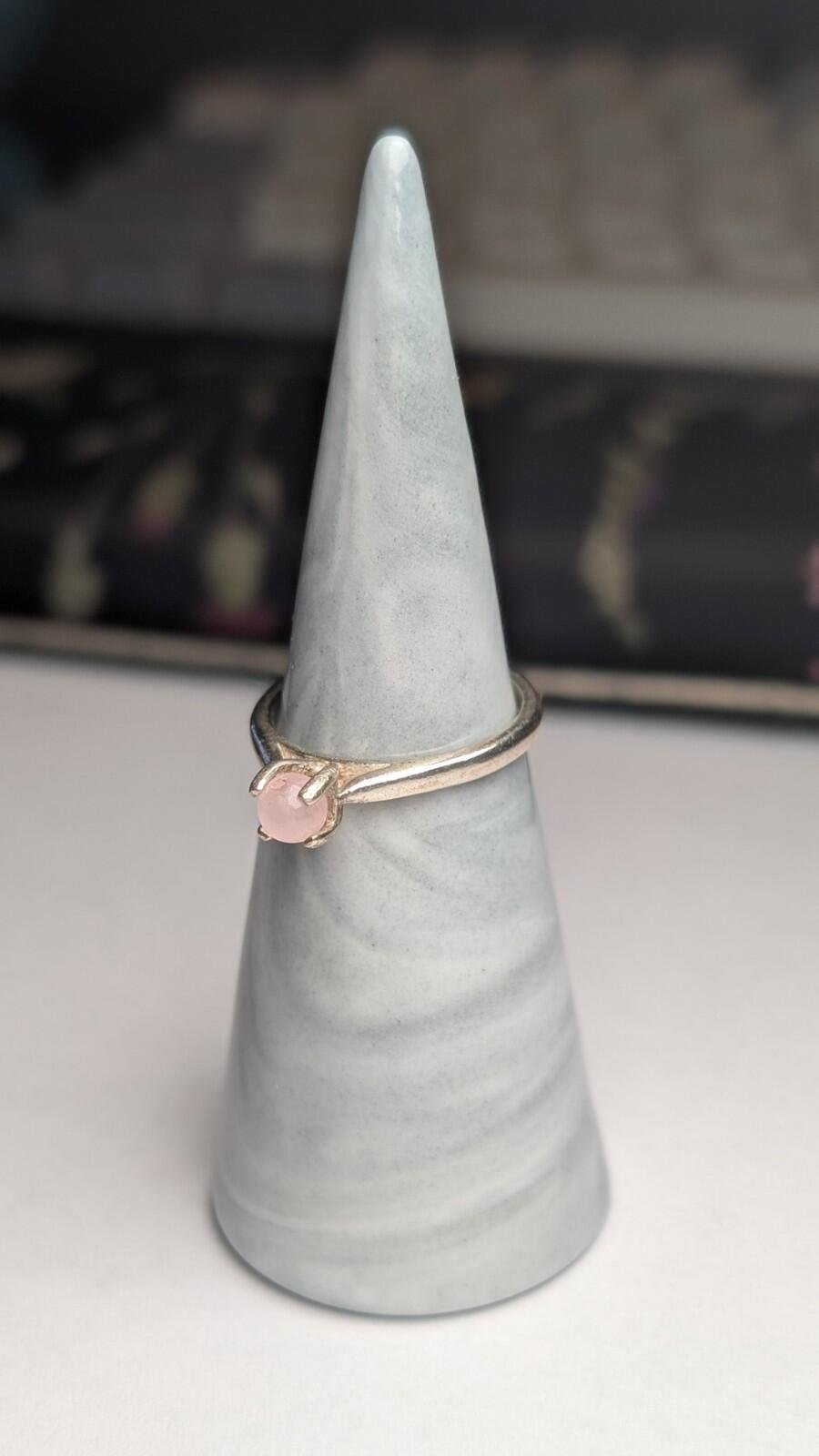 Vintage Sterling Silver Rose Quartz Ring | Size M 1/2 | 925 Silver - Image 6