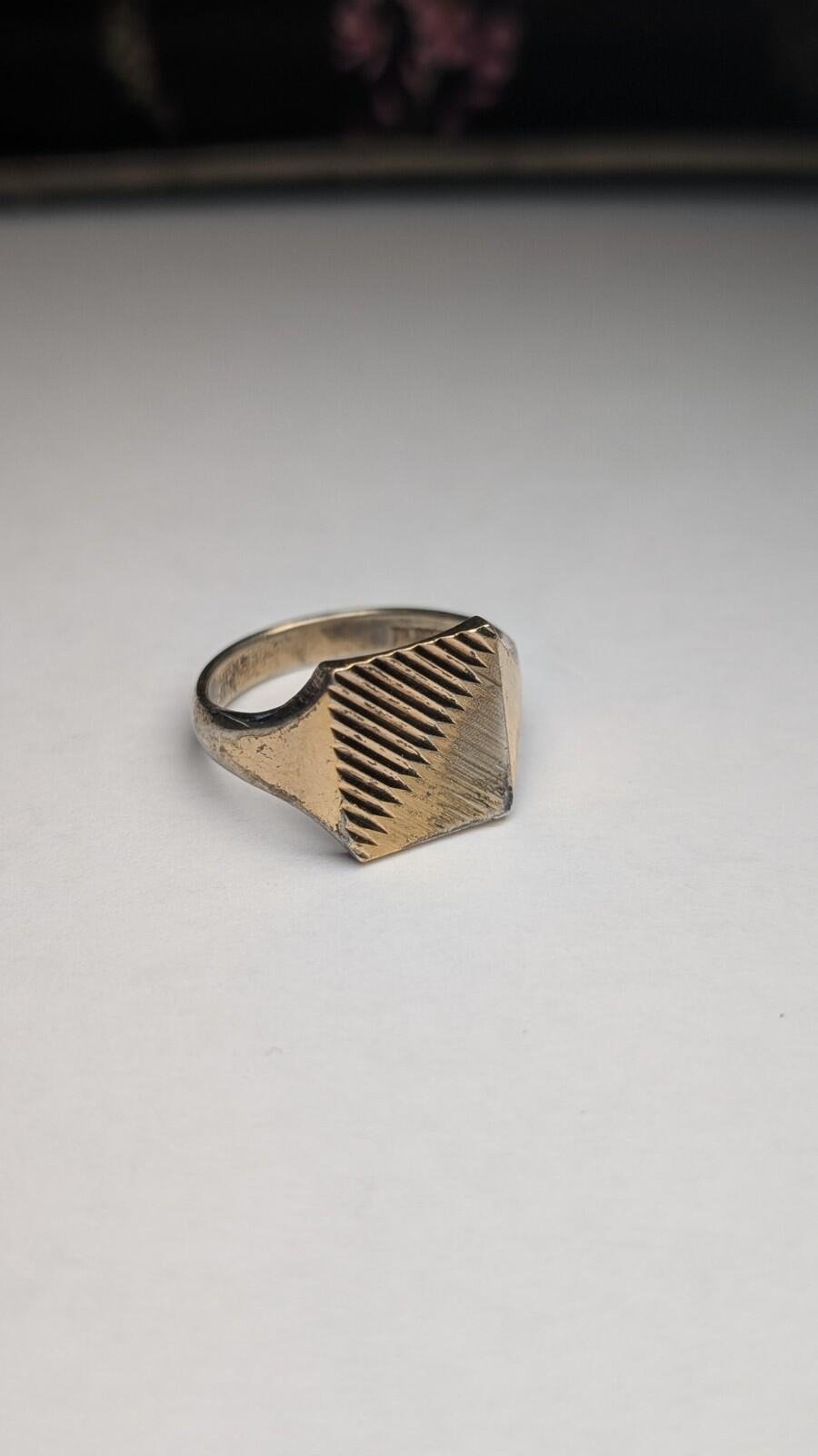 Vintage 9ct Gold Plated Sterling Silver 1974 Signet Ring | Size S 1/2 | 925 - Image 4