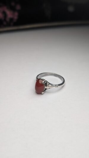 Vintage Sterling Silver Orange Carnelian Gemstone Ring | Size M | 925 Silver