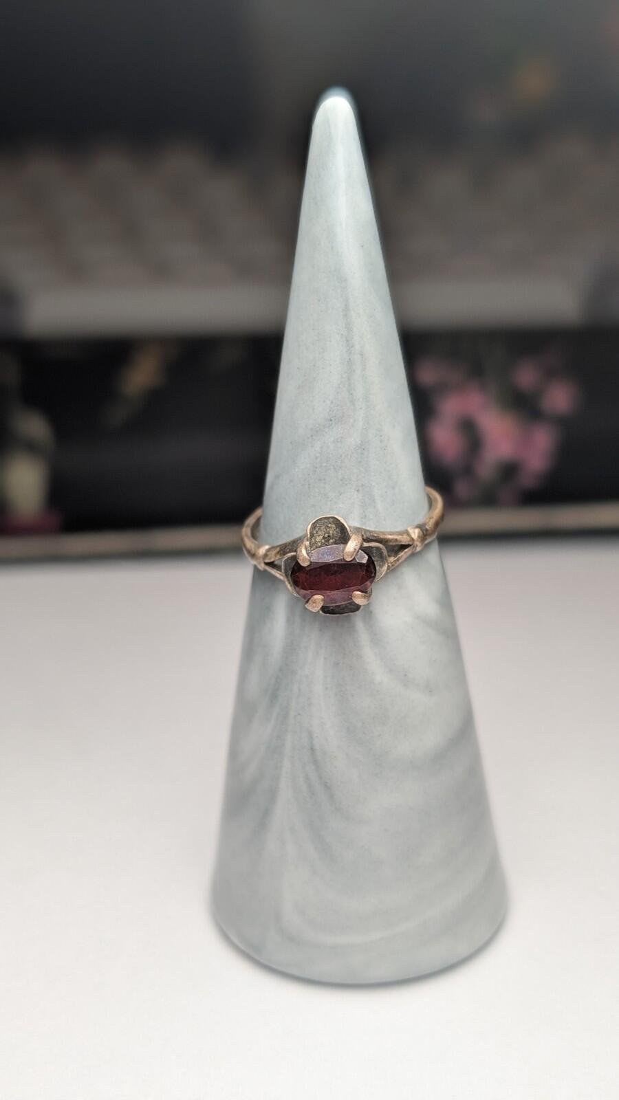 Vintage Sterling Silver 1987 Garnet Ring | Size L 1/2 | 925 Silver