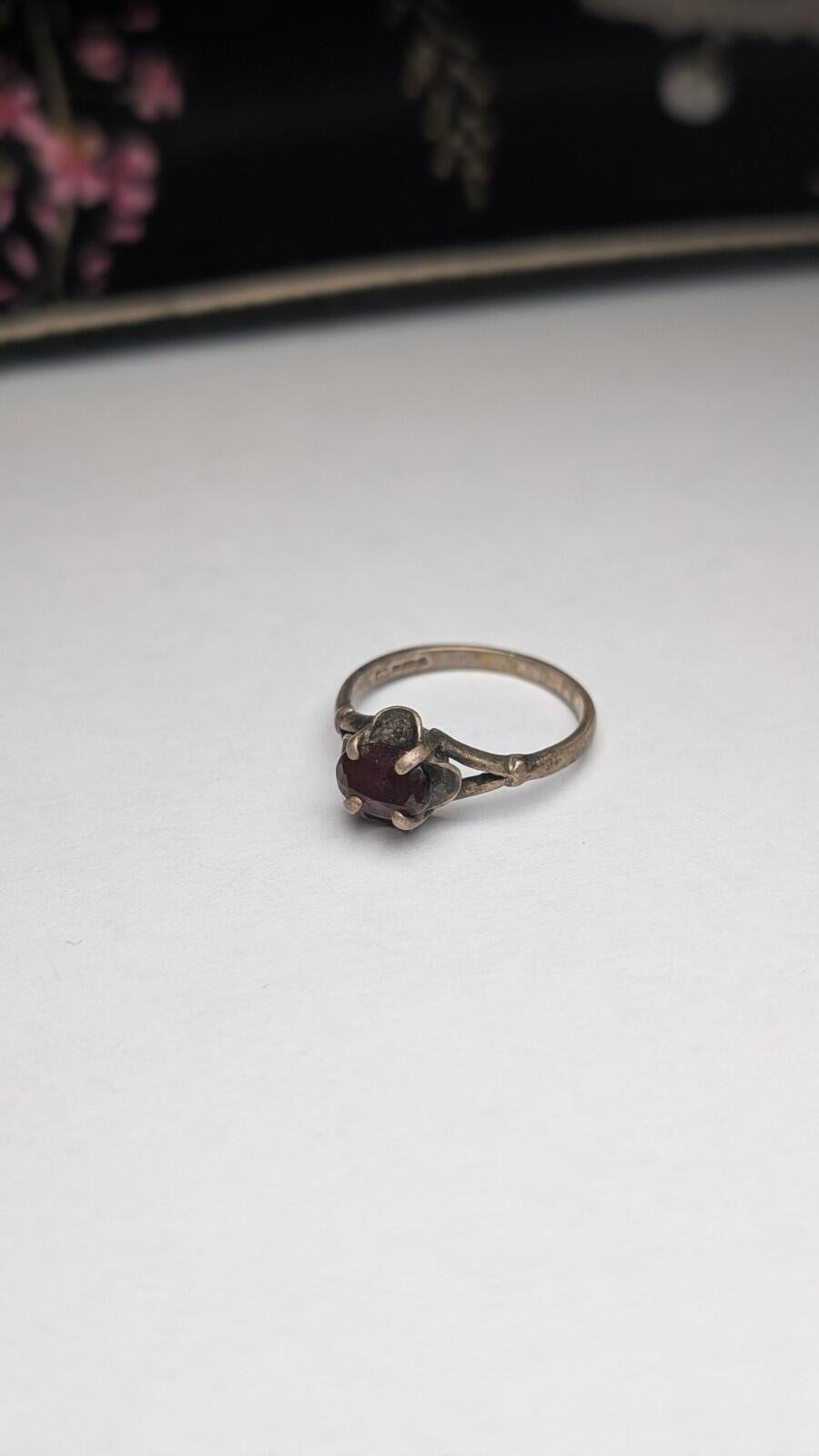 Vintage Sterling Silver 1987 Garnet Ring | Size L 1/2 | 925 Silver - Image 2
