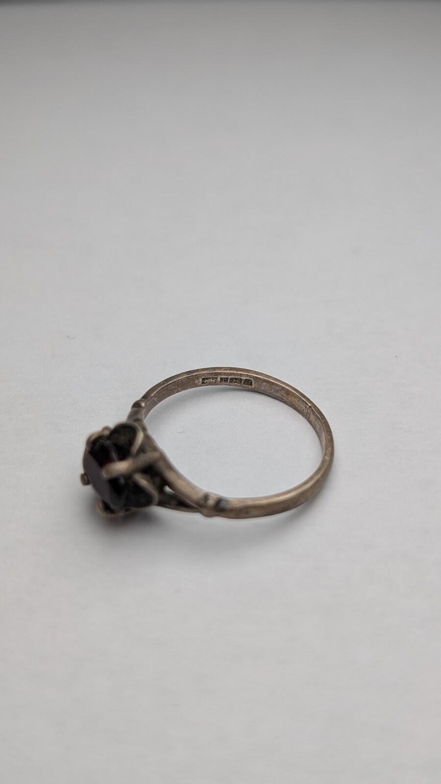 Vintage Sterling Silver 1987 Garnet Ring | Size L 1/2 | 925 Silver - Image 3