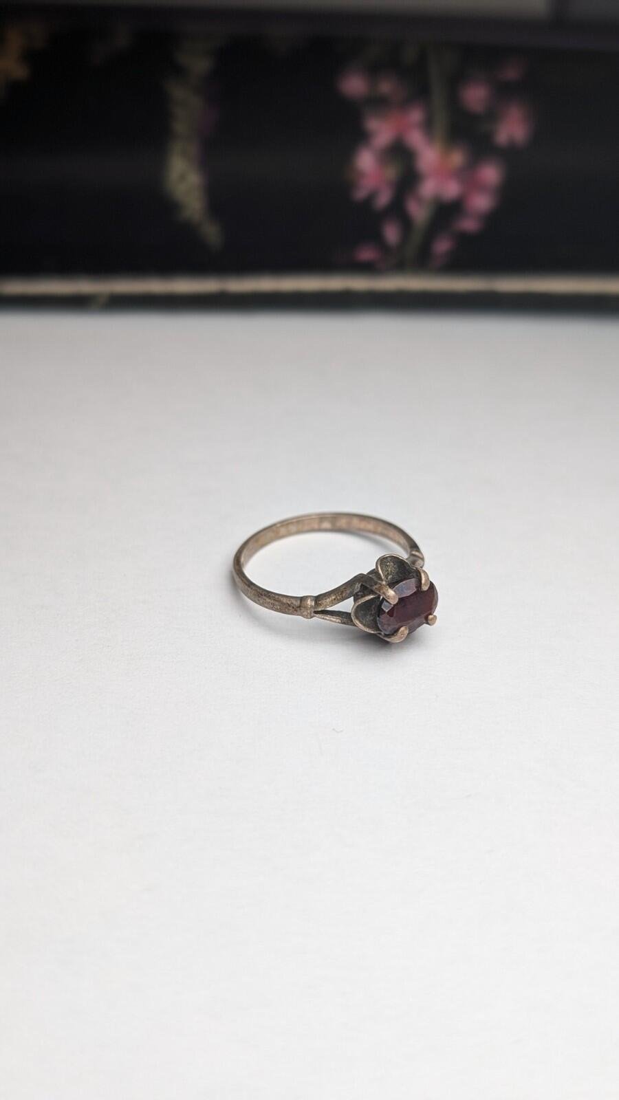Vintage Sterling Silver 1987 Garnet Ring | Size L 1/2 | 925 Silver - Image 4