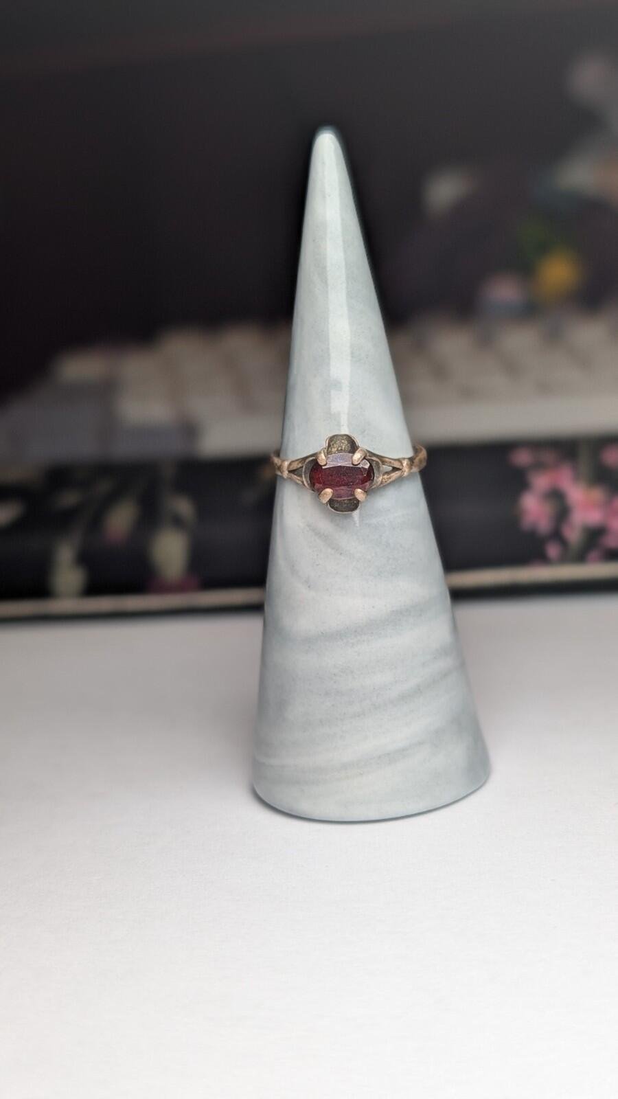 Vintage Sterling Silver 1987 Garnet Ring | Size L 1/2 | 925 Silver - Image 7