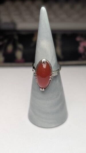 Vintage Sterling Silver Orange Carnelian Gemstone Ring | Size M | 925 Silver