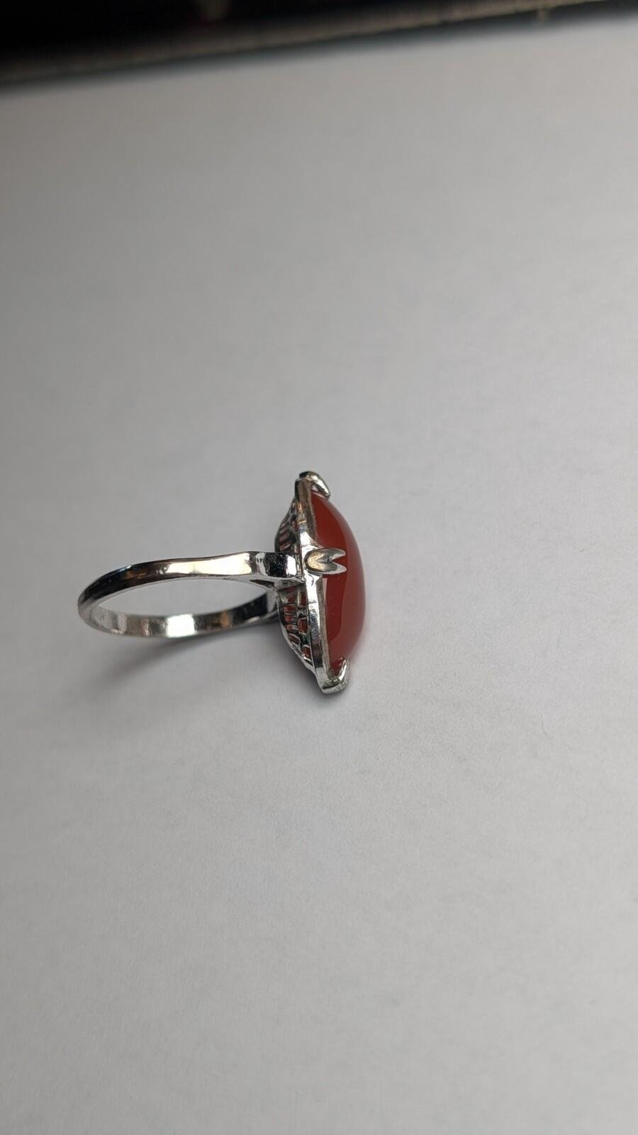 Vintage Sterling Silver Orange Carnelian Gemstone Ring | Size M | 925 Silver - Image 3