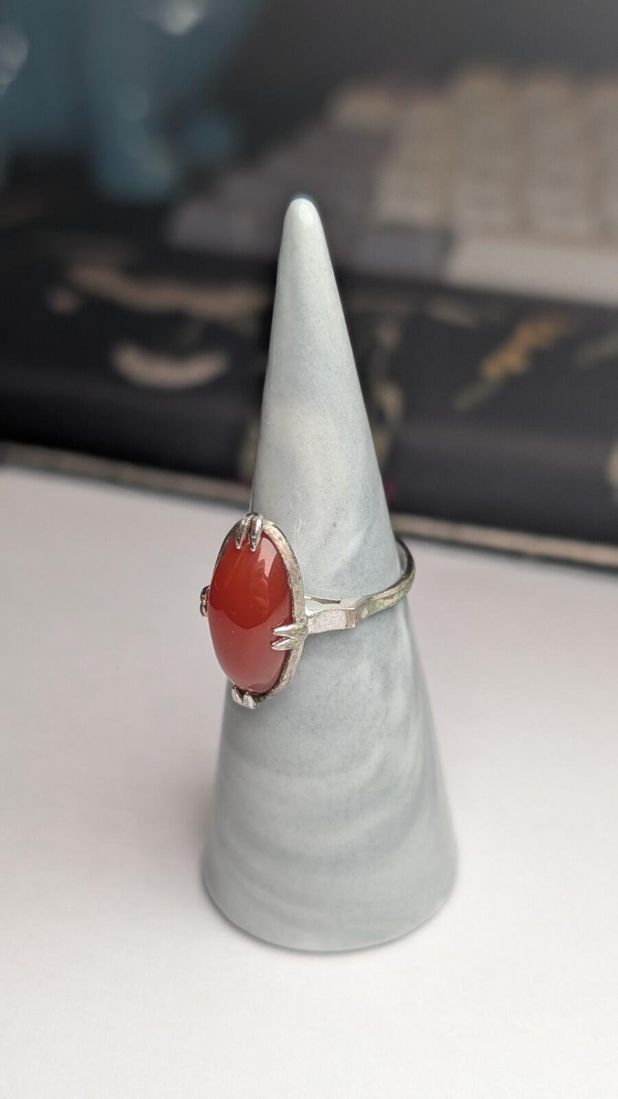 Vintage Sterling Silver Orange Carnelian Gemstone Ring | Size M | 925 Silver - Image 6