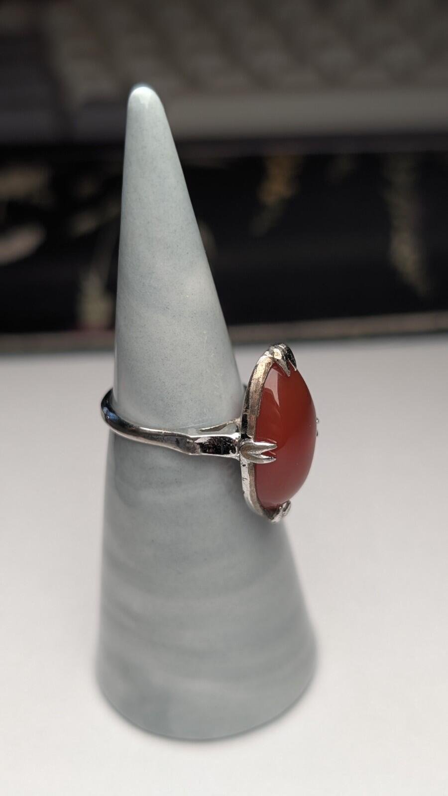 Vintage Sterling Silver Orange Carnelian Gemstone Ring | Size M | 925 Silver - Image 7