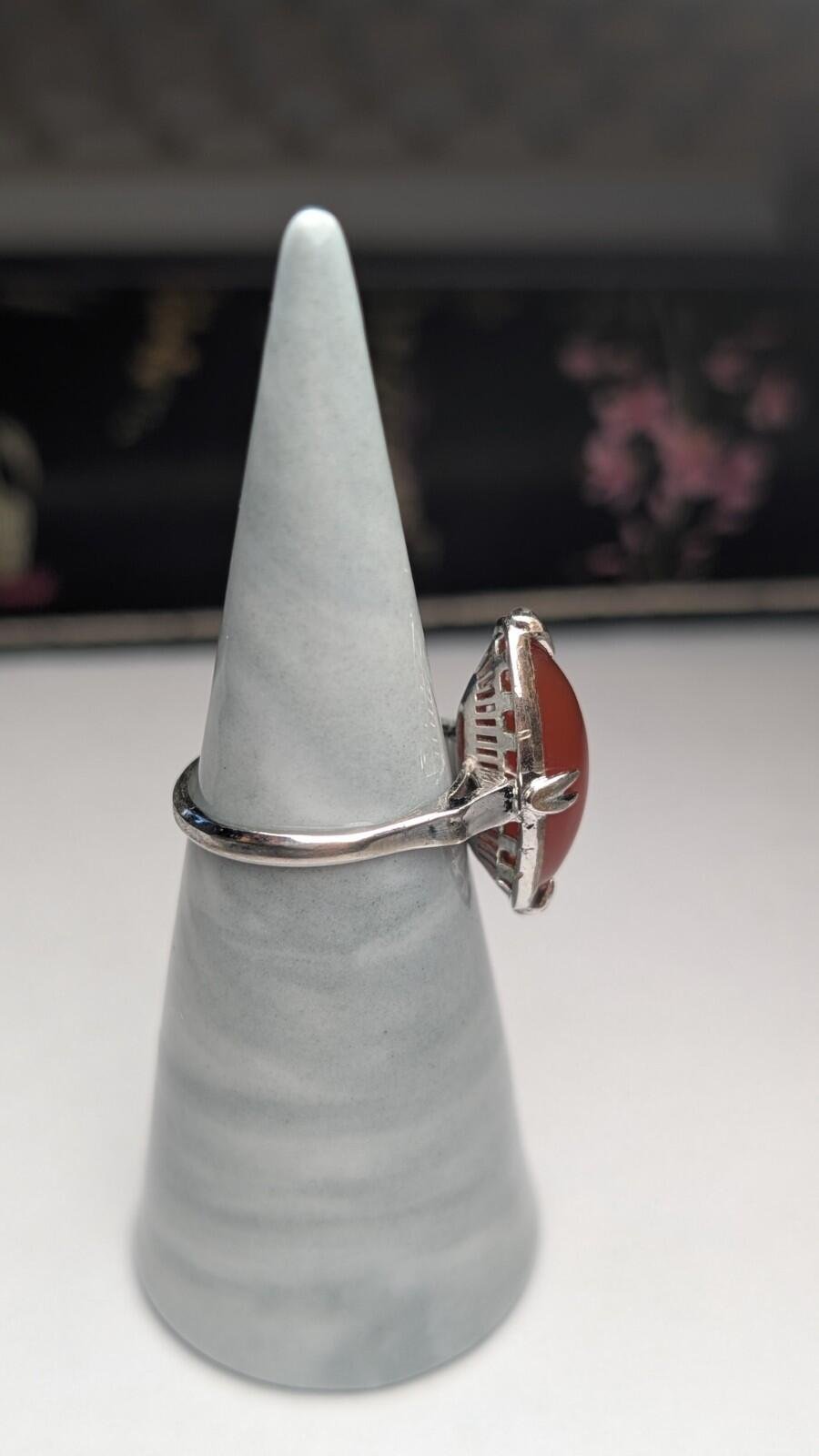 Vintage Sterling Silver Orange Carnelian Gemstone Ring | Size M | 925 Silver - Image 8