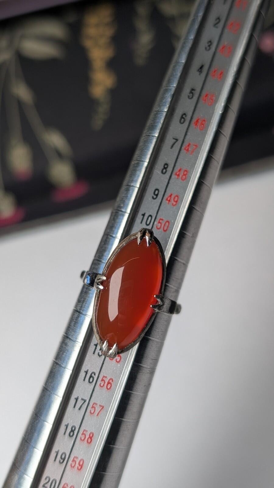 Vintage Sterling Silver Orange Carnelian Gemstone Ring | Size M | 925 Silver - Image 10