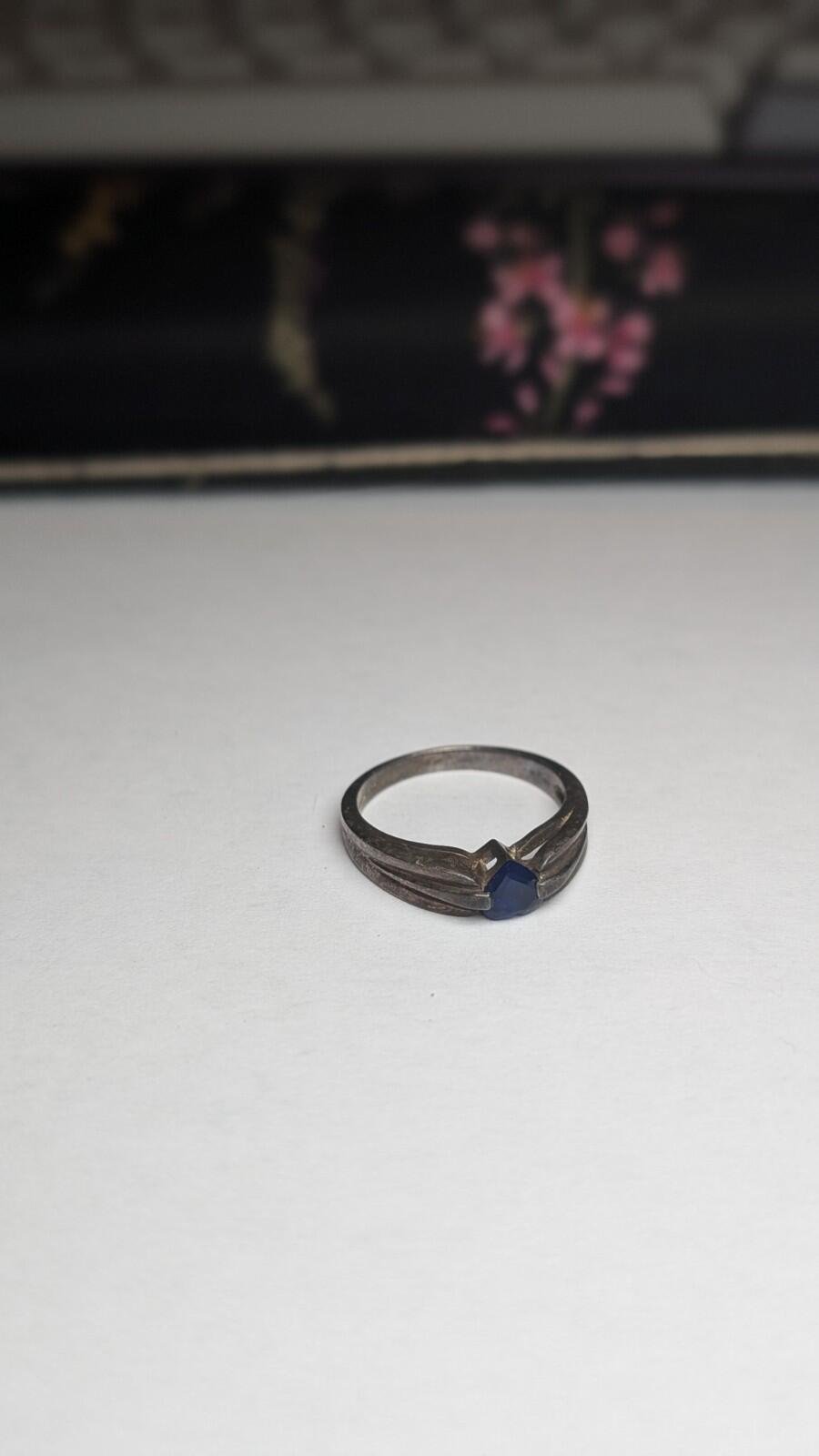Vintage Sterling Silver 2005 Blue Sapphire Love Heart Ring | Size N 1/2 | 925 - Image 2