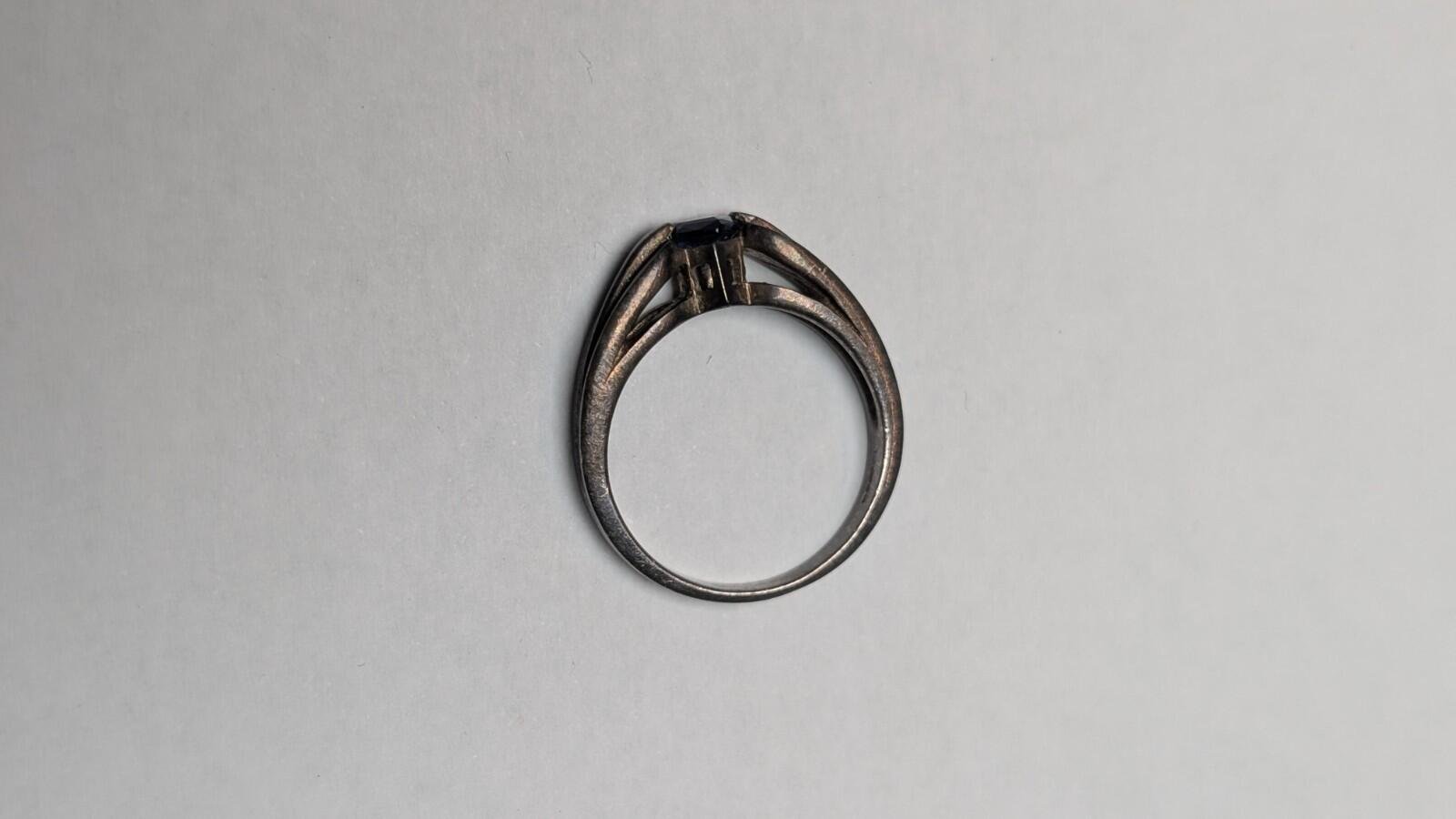 Vintage Sterling Silver 2005 Blue Sapphire Love Heart Ring | Size N 1/2 | 925 - Image 5