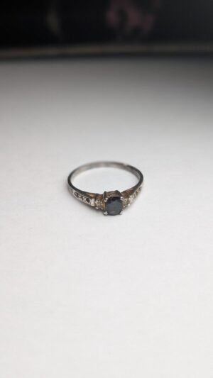 Vintage Sterling Silver Sapphire Ring | Size N | 925 Silver