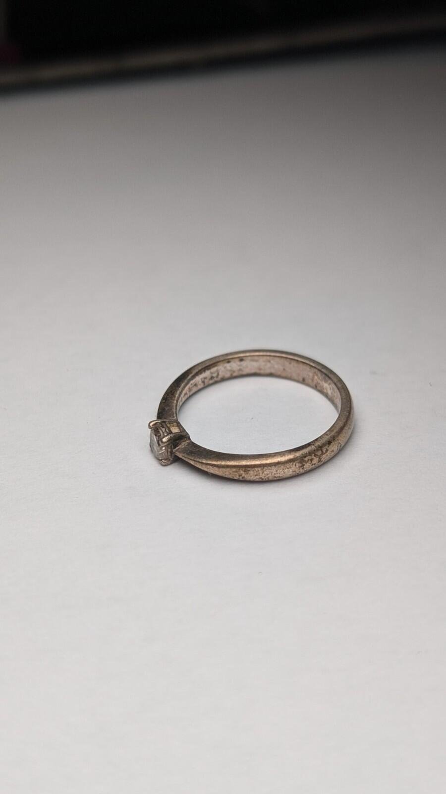 Vintage Sterling Silver 0.20ct Solitaire Diamond Ring | Size M | 925 Silver - Image 2