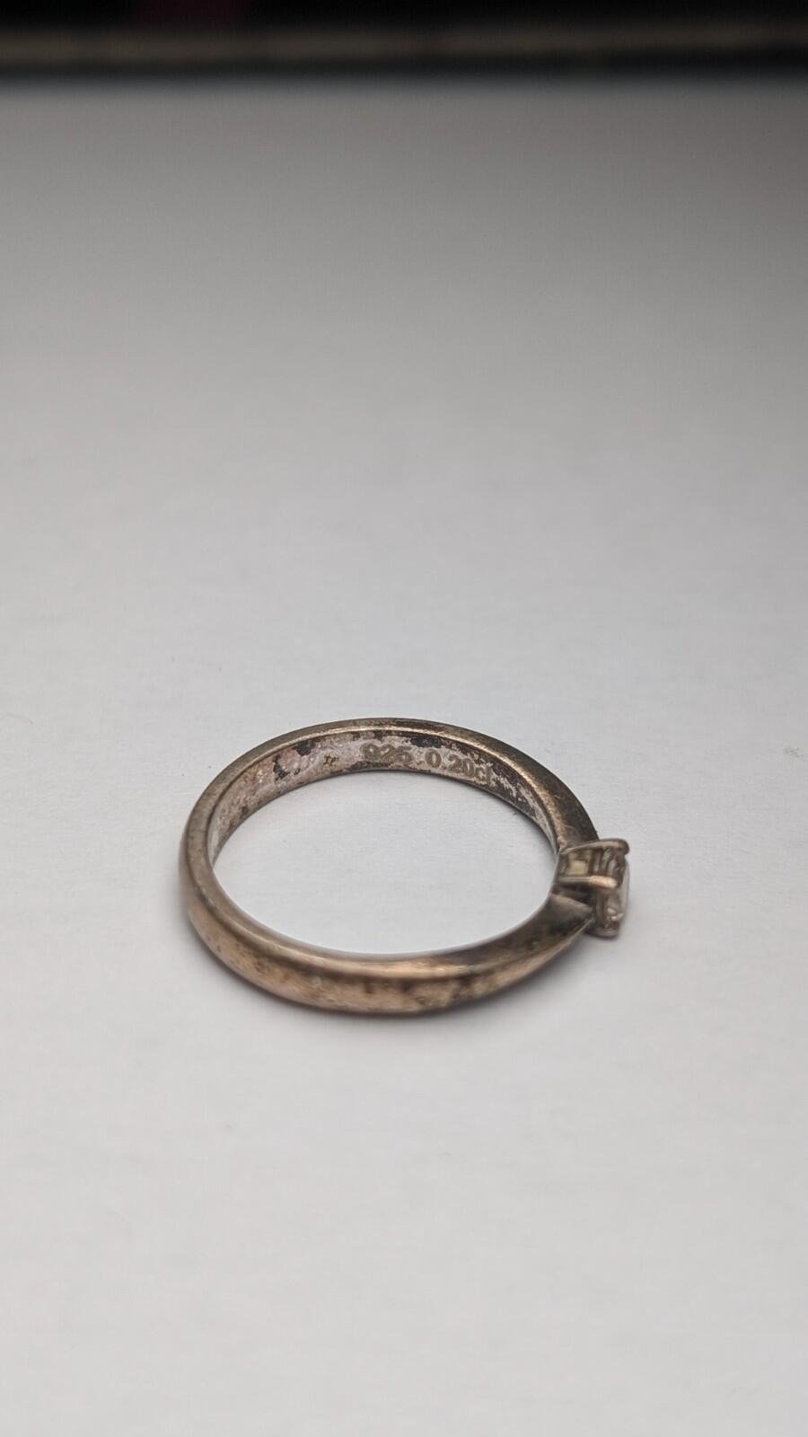 Vintage Sterling Silver 0.20ct Solitaire Diamond Ring | Size M | 925 Silver - Image 3