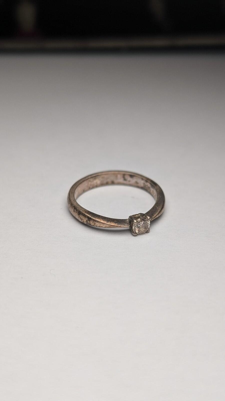 Vintage Sterling Silver 0.20ct Solitaire Diamond Ring | Size M | 925 Silver - Image 4