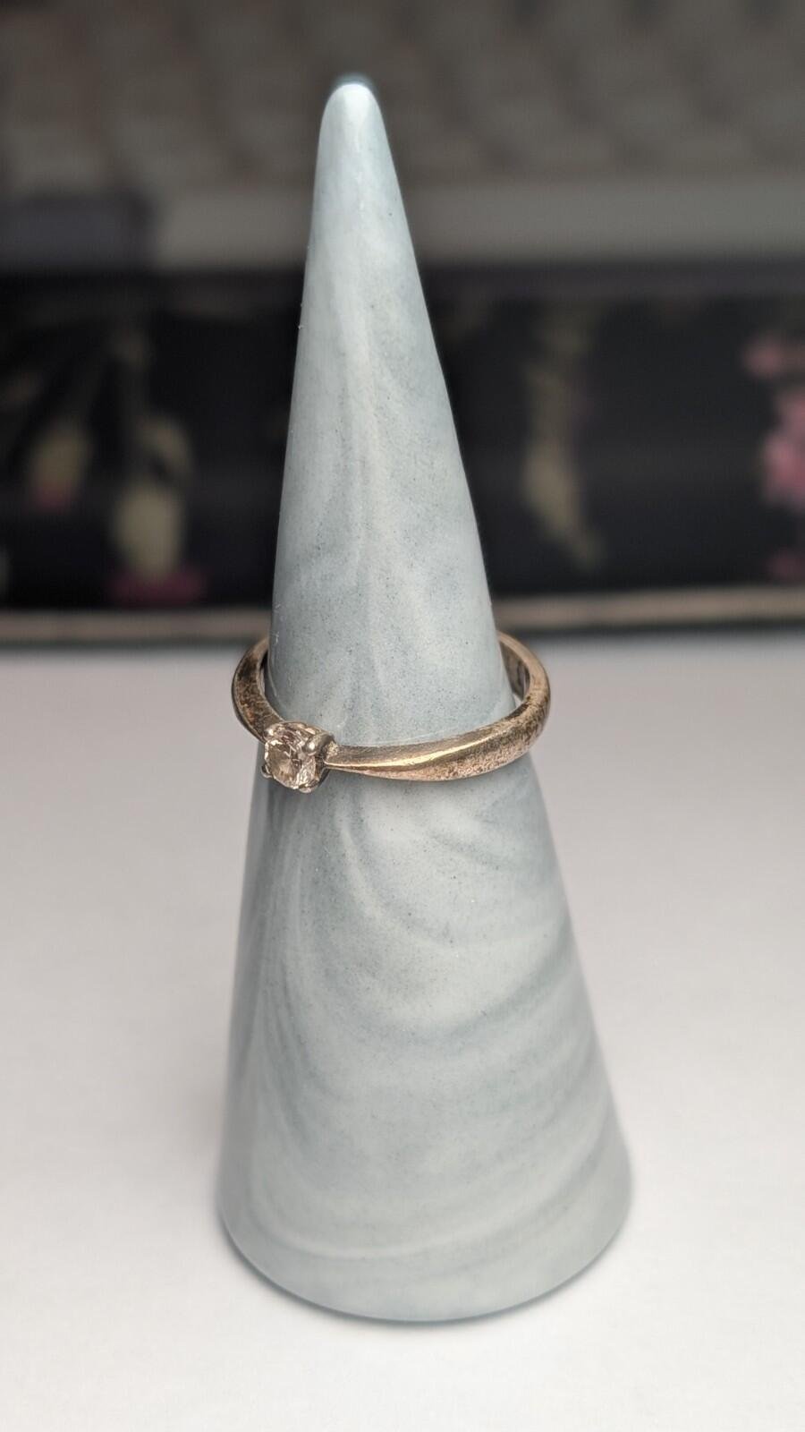 Vintage Sterling Silver 0.20ct Solitaire Diamond Ring | Size M | 925 Silver - Image 6