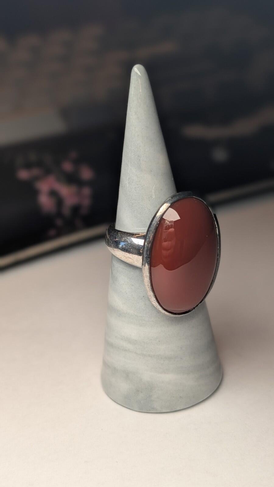 Vintage Sterling Silver Chunky Carnelian Ring | Size P 1/2 | 925 Silver - Image 6