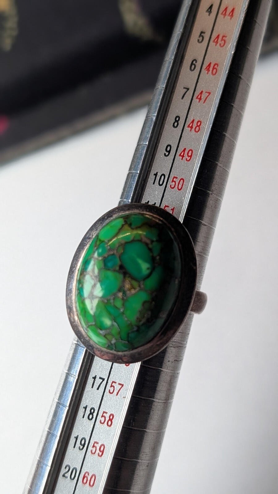 Vintage Sterling Silver Green Composite Turquoise Ring | Size N | 925 Silver - Image 9