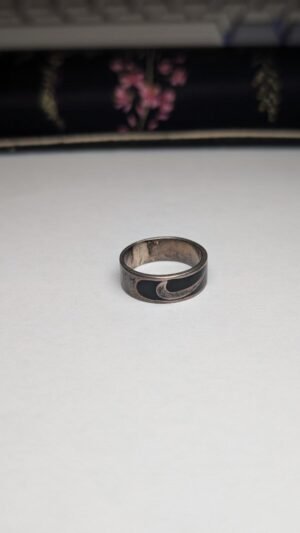 Vintage Sterling Silver Nike Tick Band Ring | Size L | 925 Silver