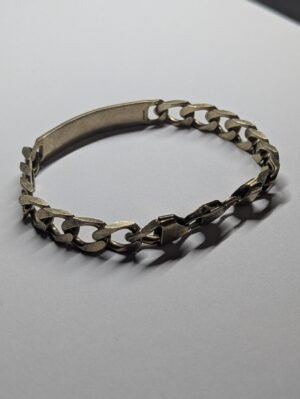 Vintage Gold Plated Sterling Silver 1991 Curb Link ID Chain | 21cm | 28.64g