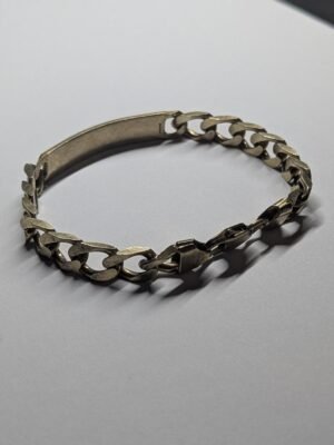 Vintage Gold Plated Sterling Silver 1991 Curb Link ID Chain | 21cm | 28.64g